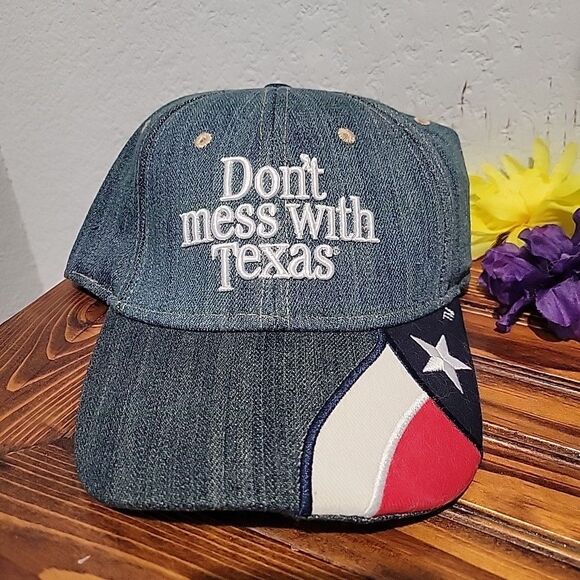"Dont Mess With Texas" Hat Cap Strap Back Texas Flag Embroidered Slogan Unisex - Picture 1 of 7